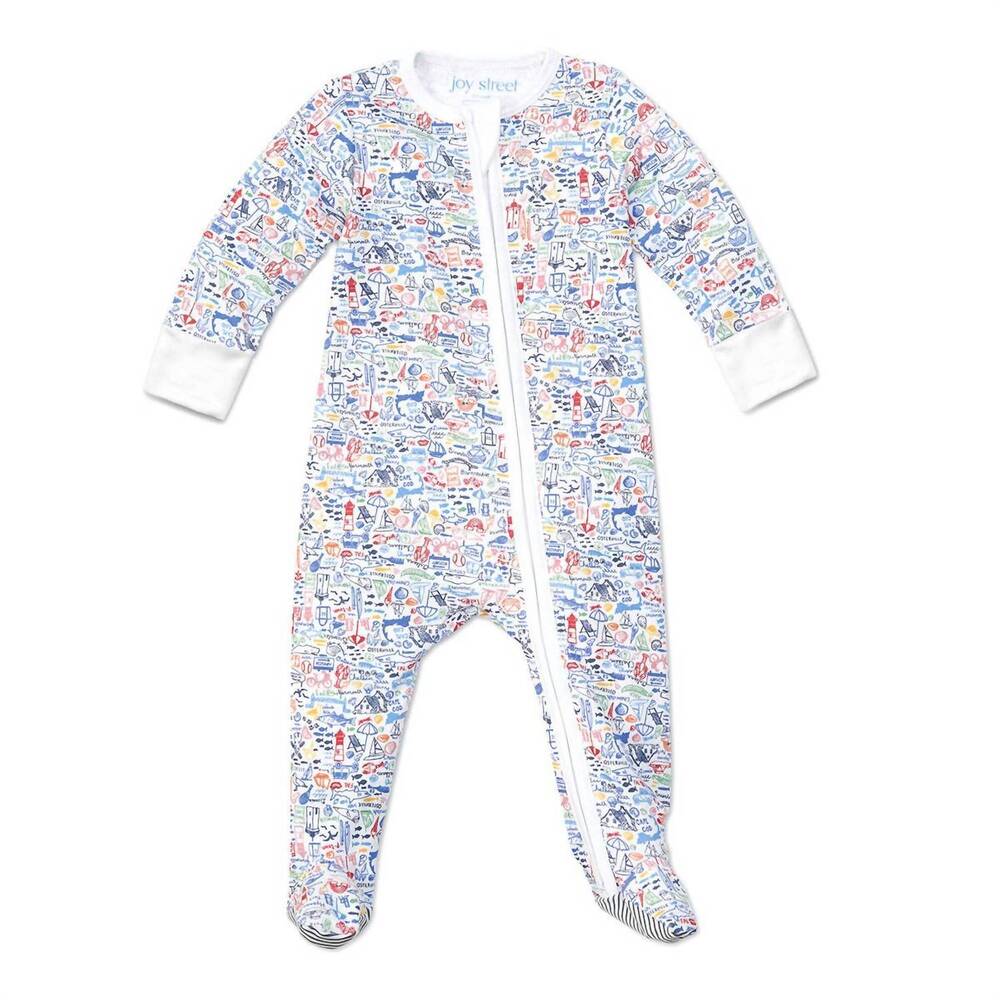 NEW JOY STREET kid's cape cod zip baby onesie in multi